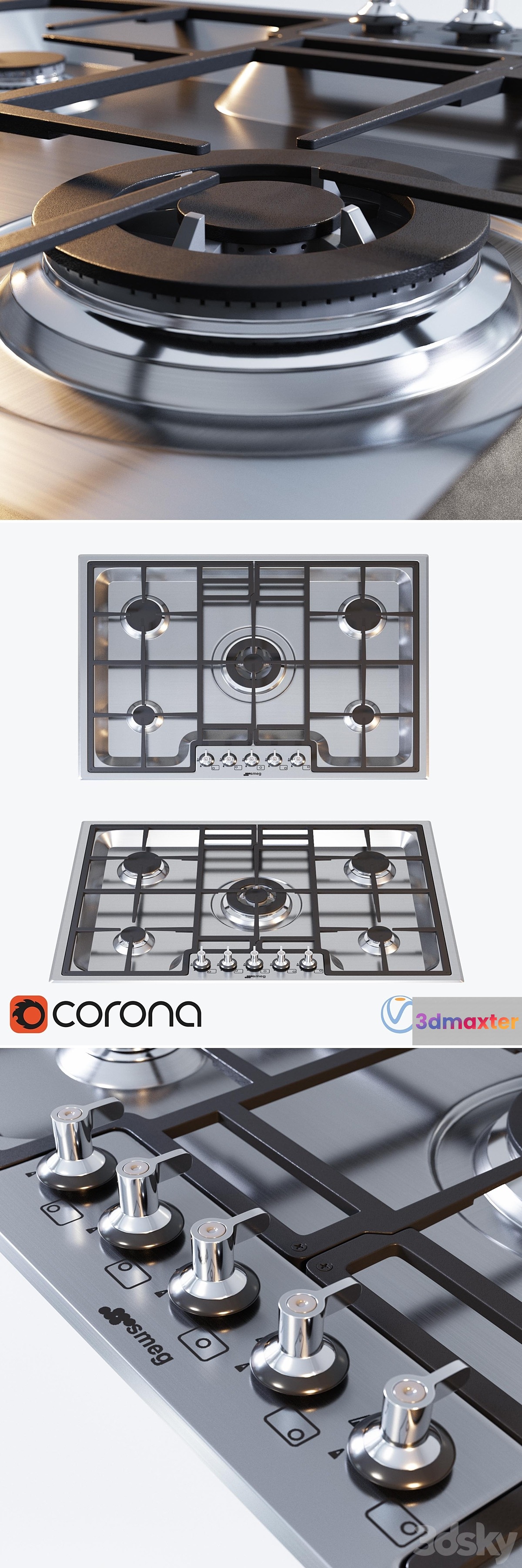 Gas hob Smeg PGF75-4