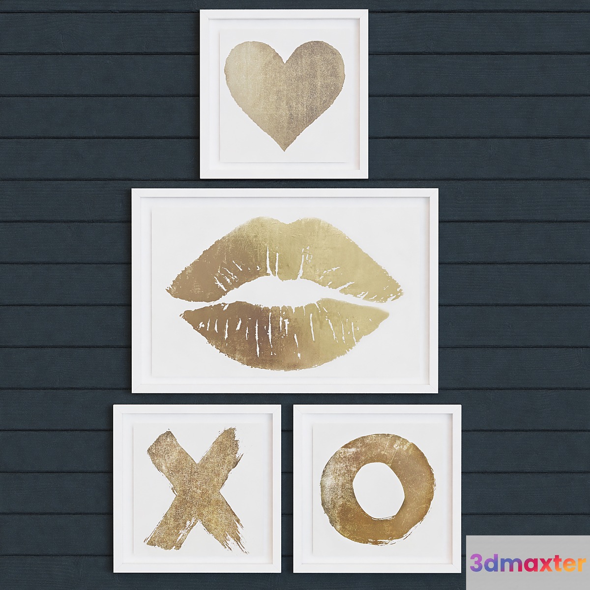 HUGS & KISSES METALLIC FOIL ART 3D Max