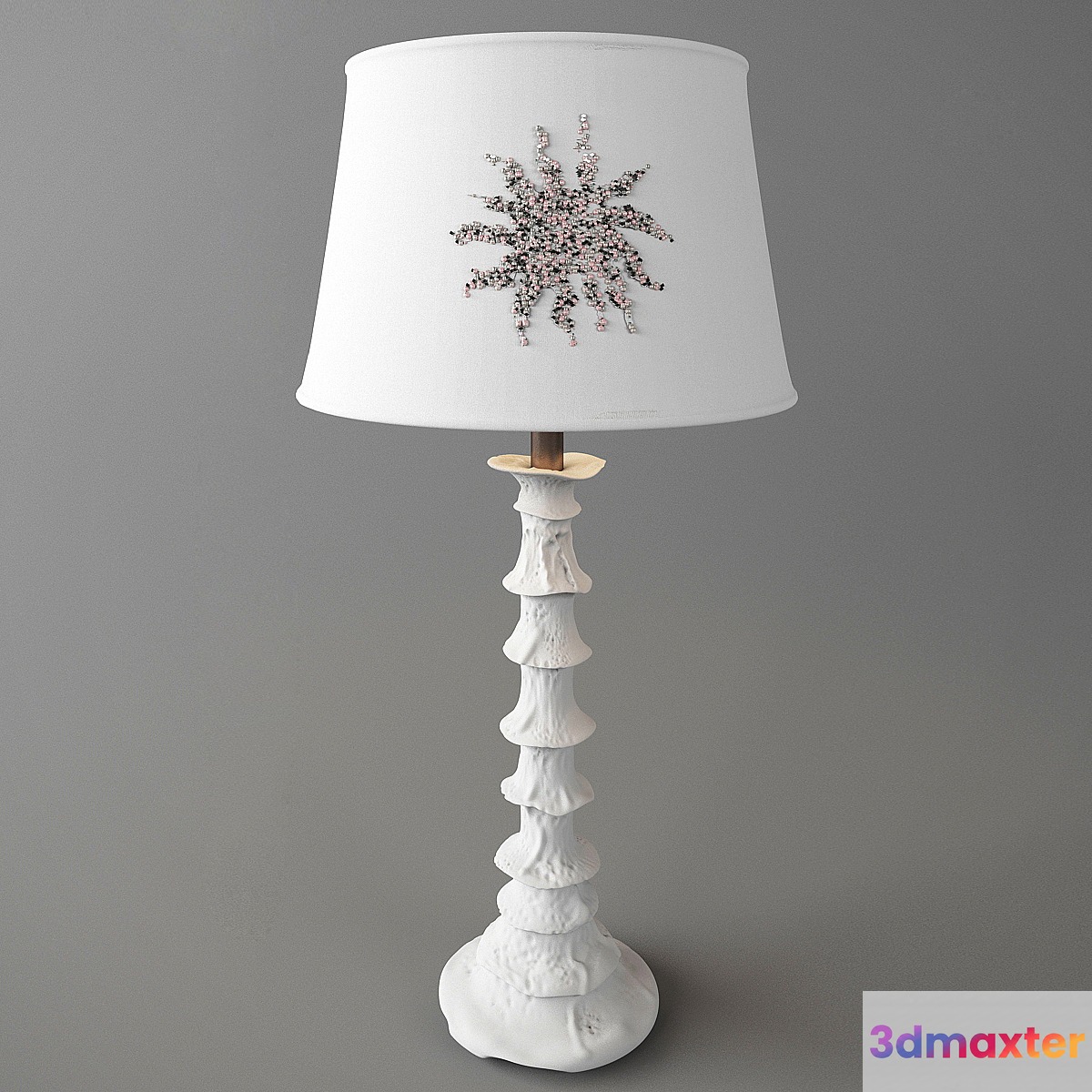 Terracotta Lamp with Hand Embroidered Shade by Miguel Cisterna 3D Max