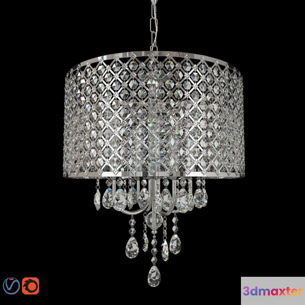 Diana 4 Light Drum Chandelier 3D Max