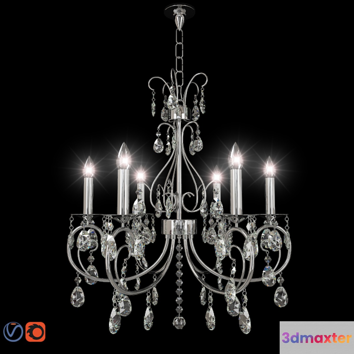 Chic Nouveau 6 Light Chandelier - No.2 3D Max