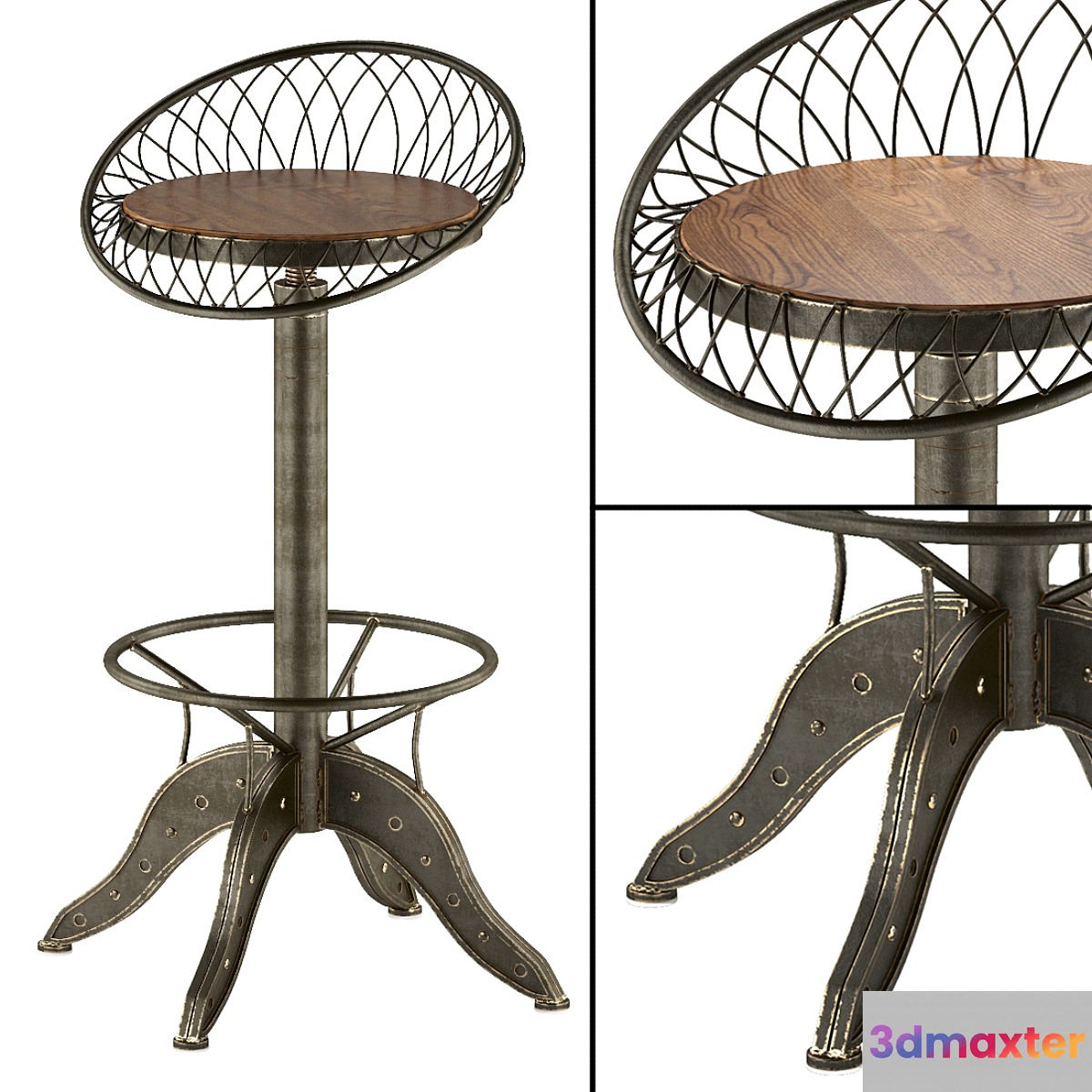 The Aero Industrial Design Steel Bar Stool