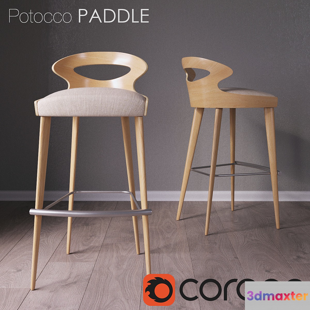 Bar chair Potocco PADDLE 3D Max