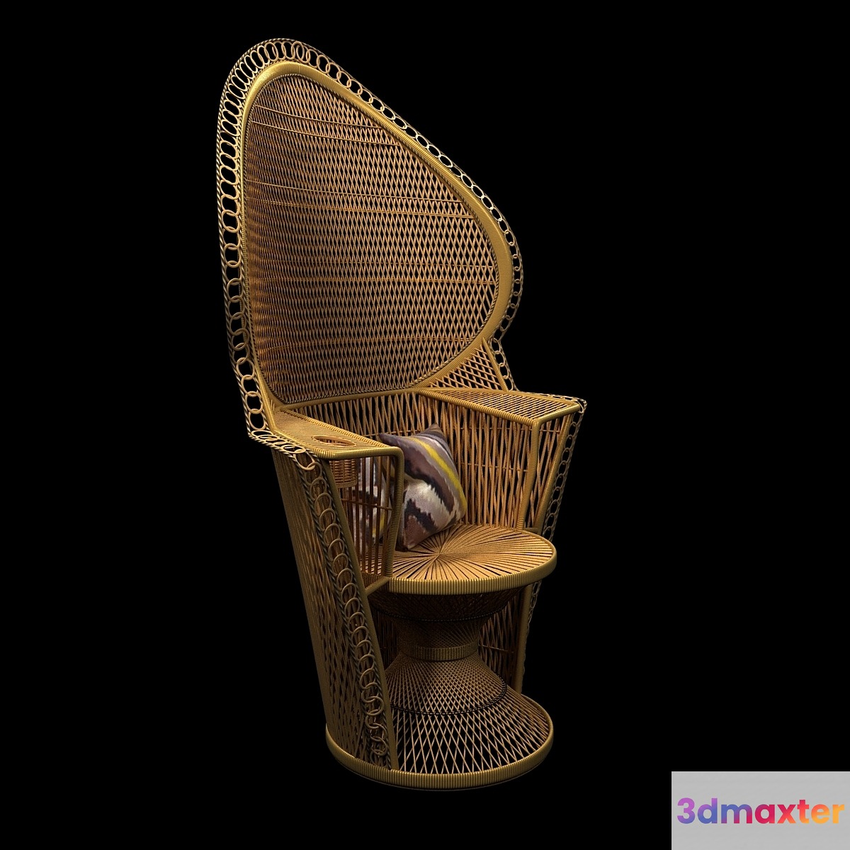 Wicker Rattan Fan Back Peacock Chair - Vintage