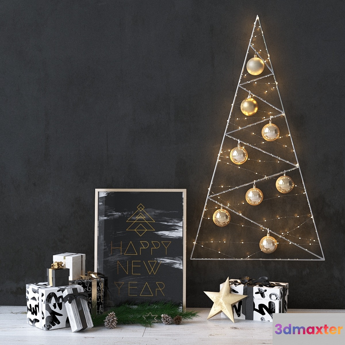 New year decor 3D Max