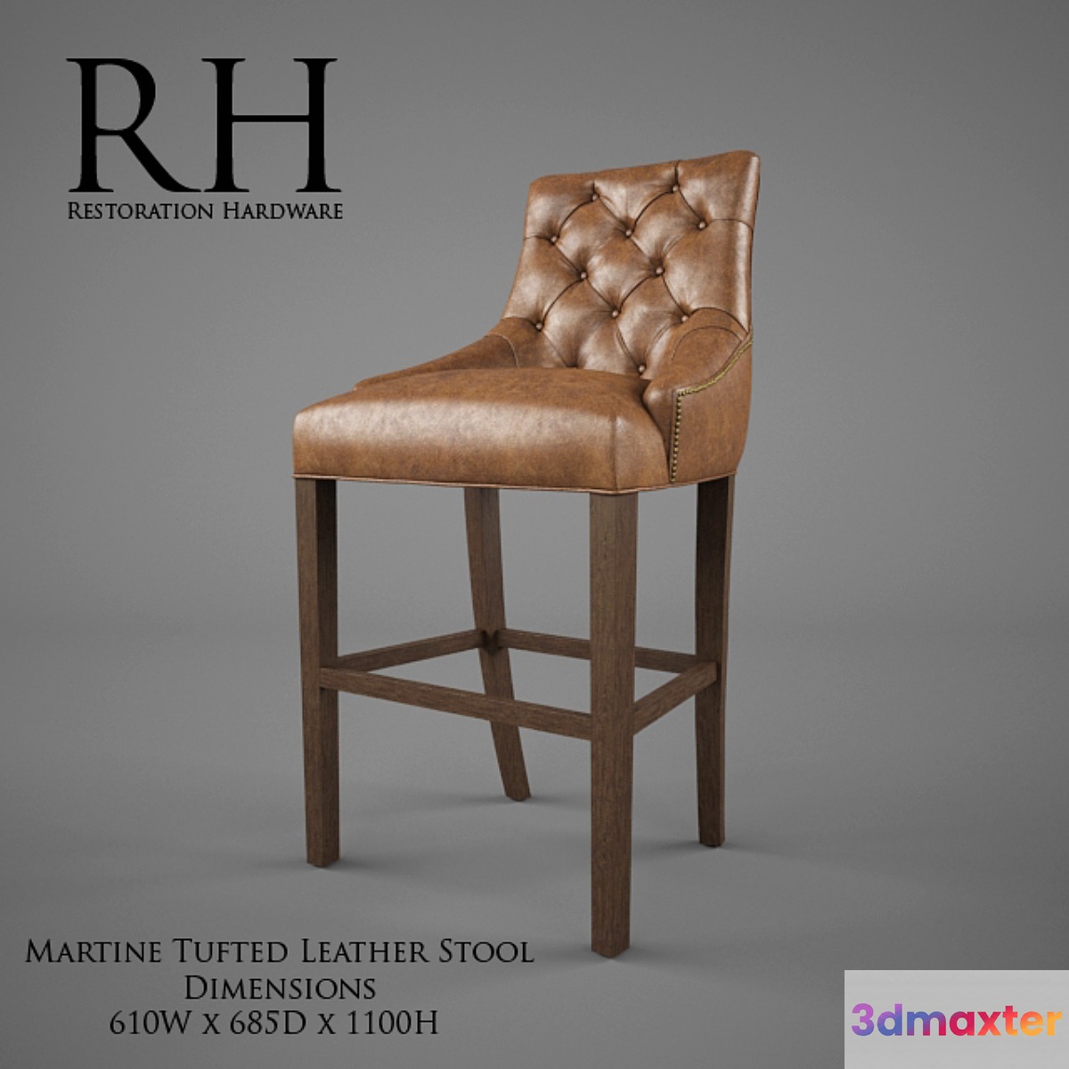 Restoration Hardware _ Martine Tufted Leather Stool - No.2 3D Max