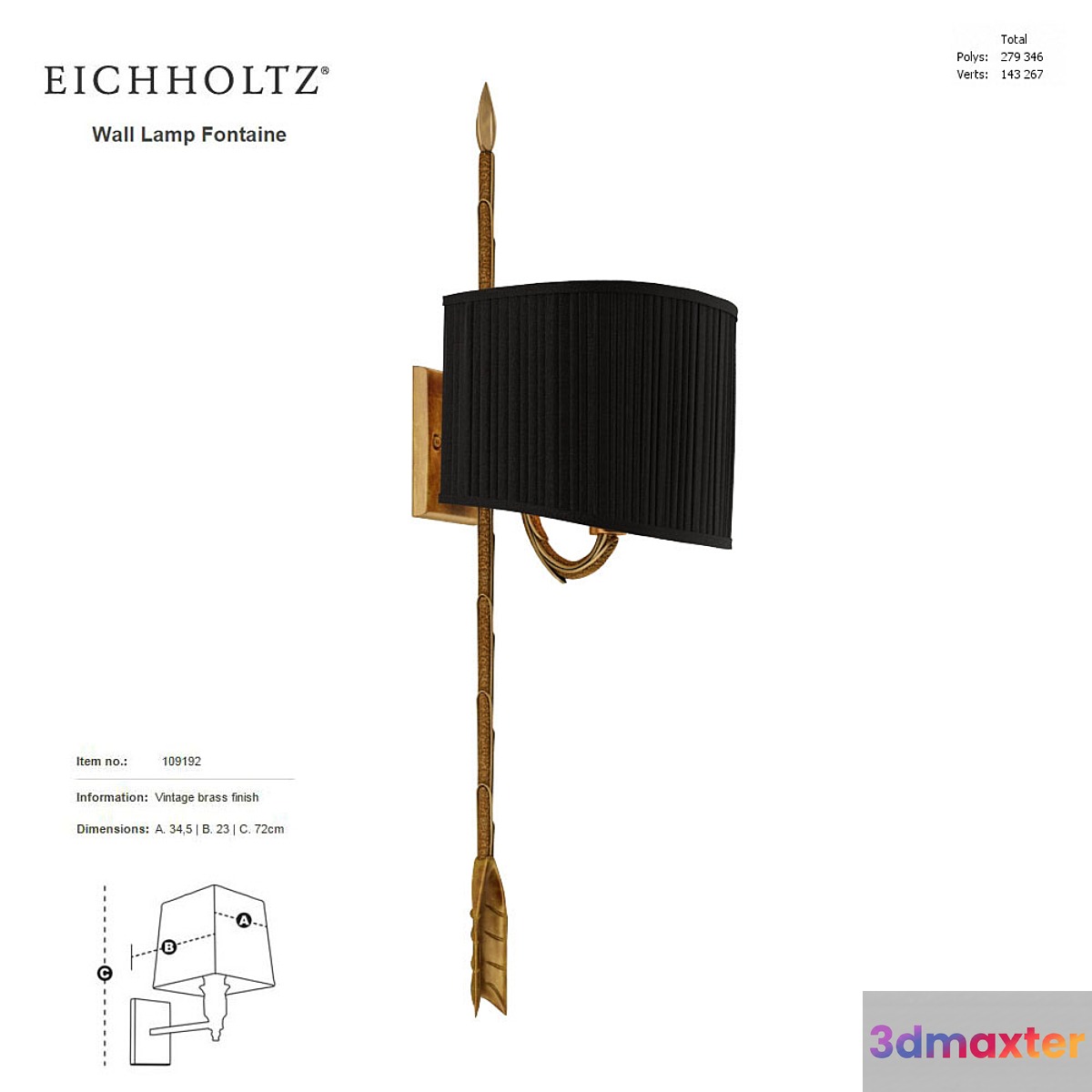 EICHHOLTZ Wall Lamp Fontaine 109192 3D Max