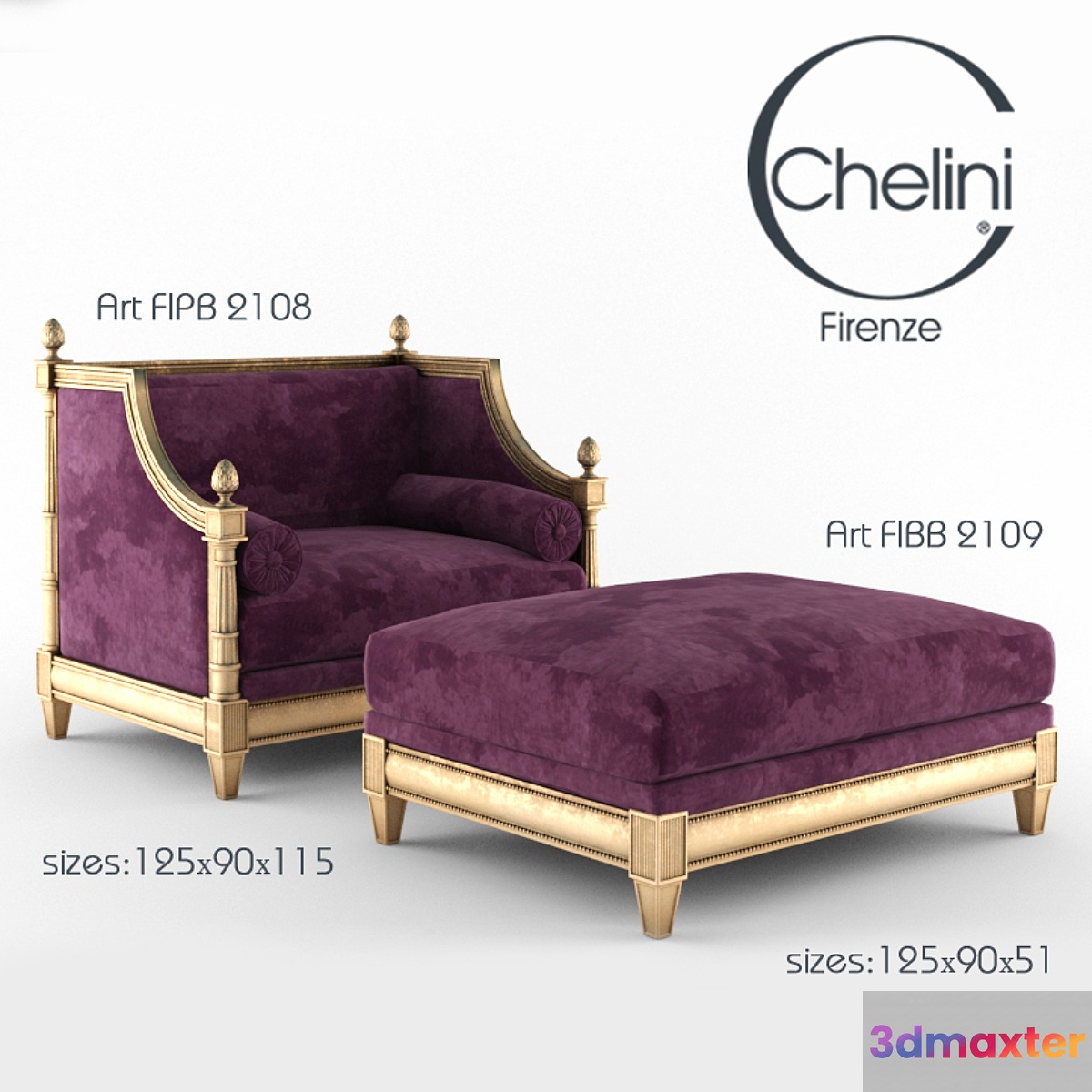chair and ottoman Chelini 3D Max