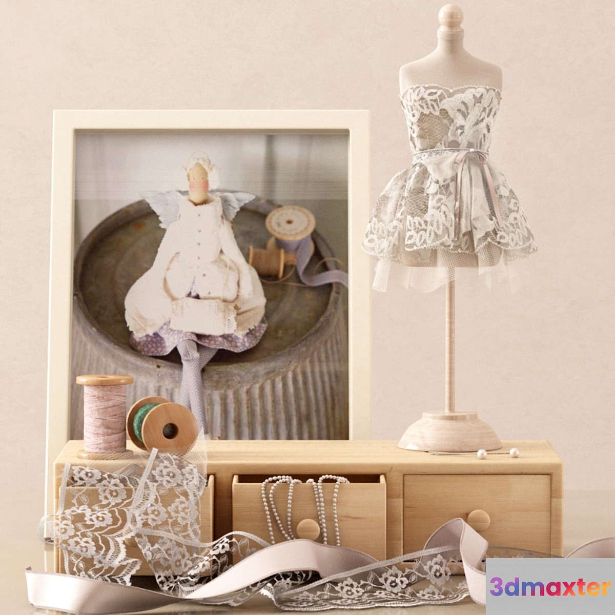 Decorative set with a mini mannequin - No.3