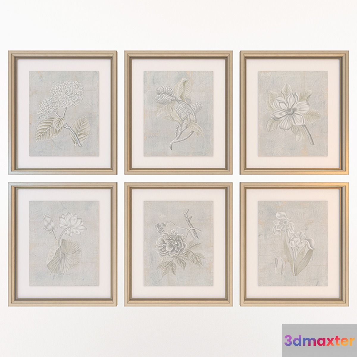 Charlotte Morgan Silver Leaf Fresco Flowers 3D Max