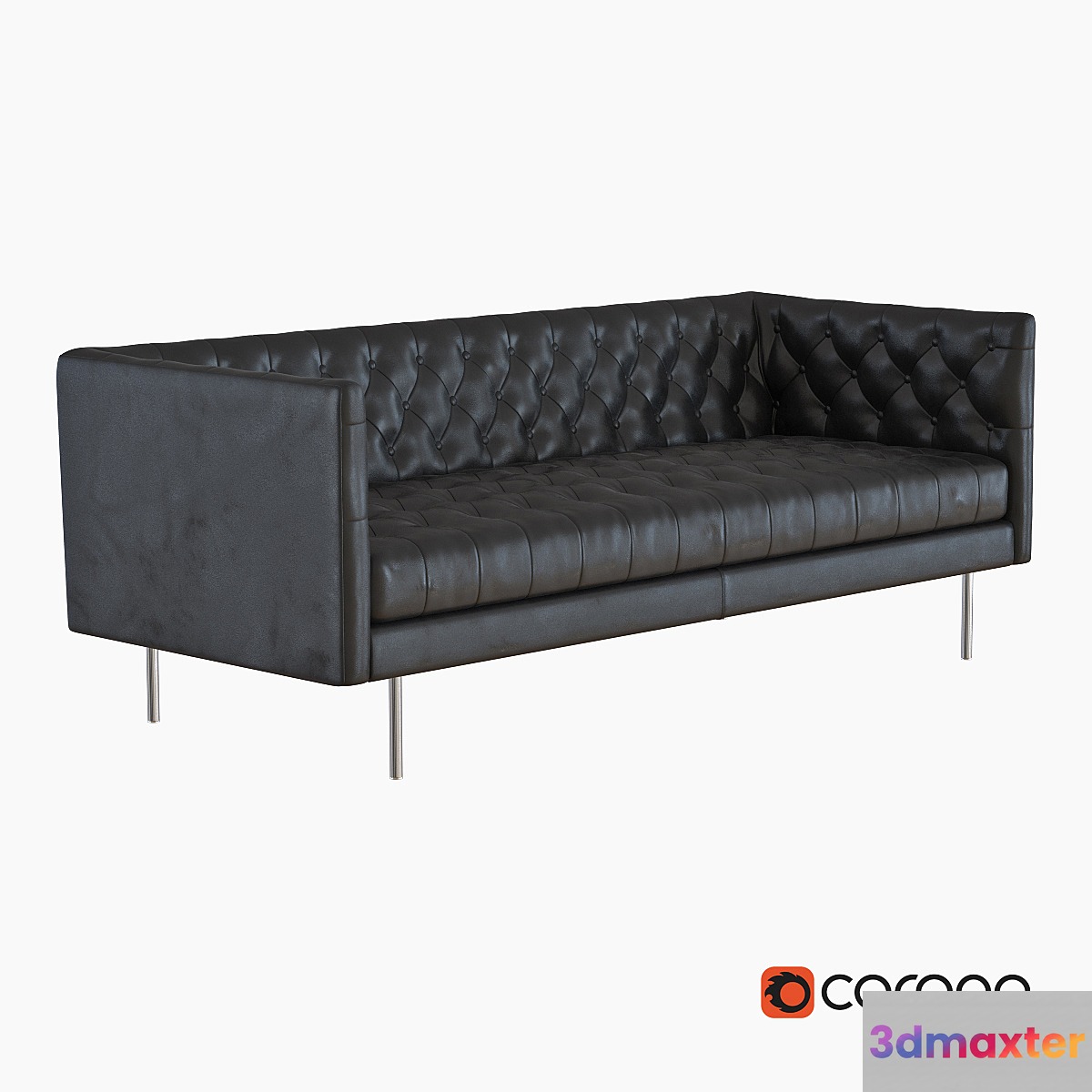 West Elm Modern Chesterfield Leather Sofa 3D Max