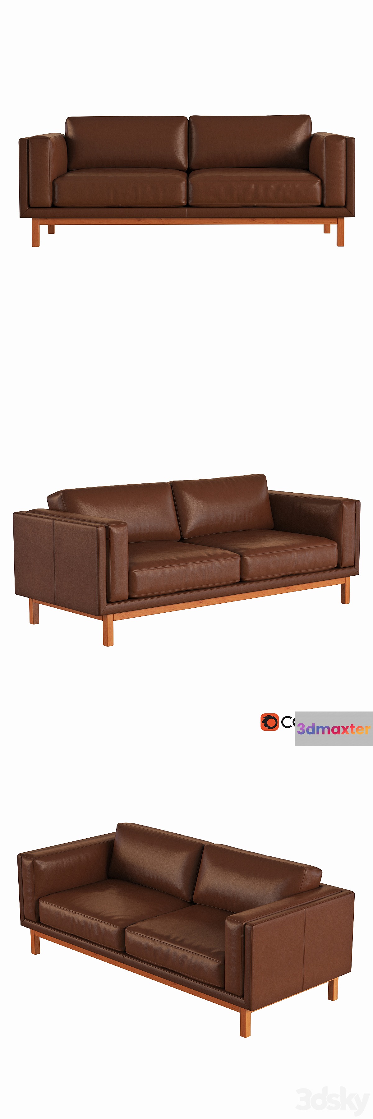 West Elm Dekalb Leather Sofa - No.2 3D Max