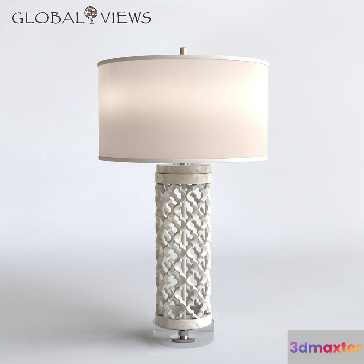Global Views Lighting Arabesque Round Marble Table Lamp - No.3