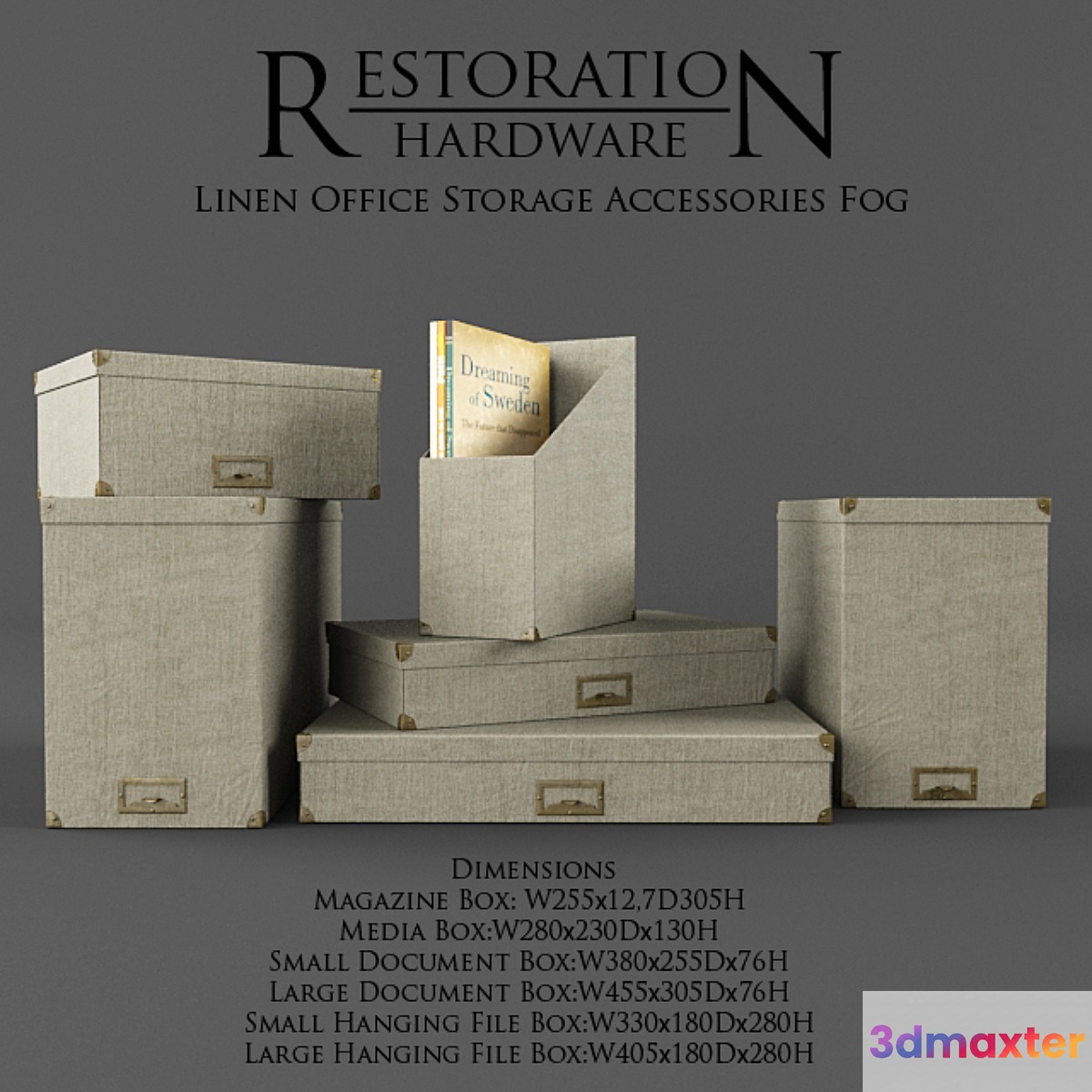 Restoration Hardware _ Linen Office Storage Accessories Fog