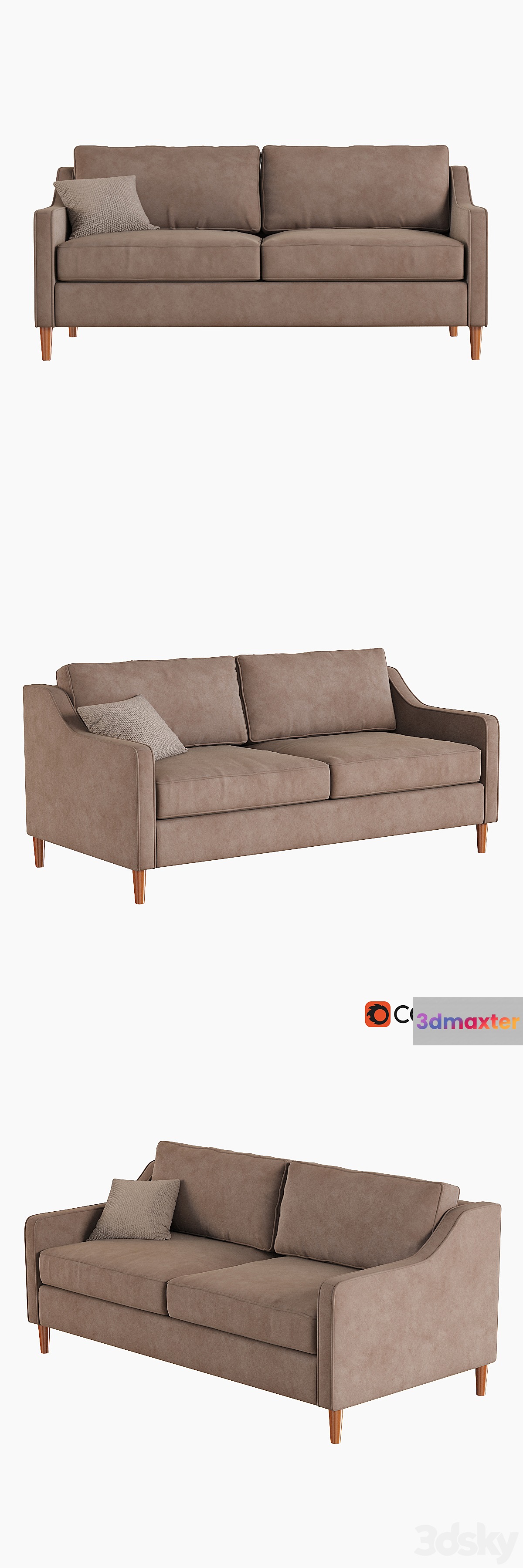 West Elm Paidge Sofa 3D Max