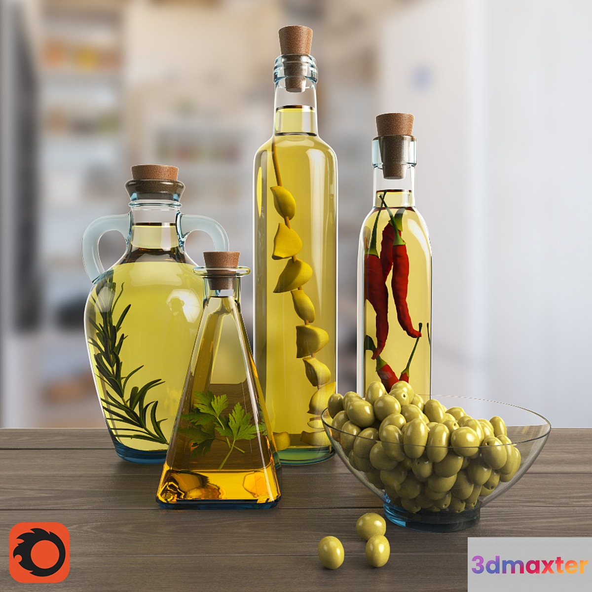 Decorative set of bottled oil