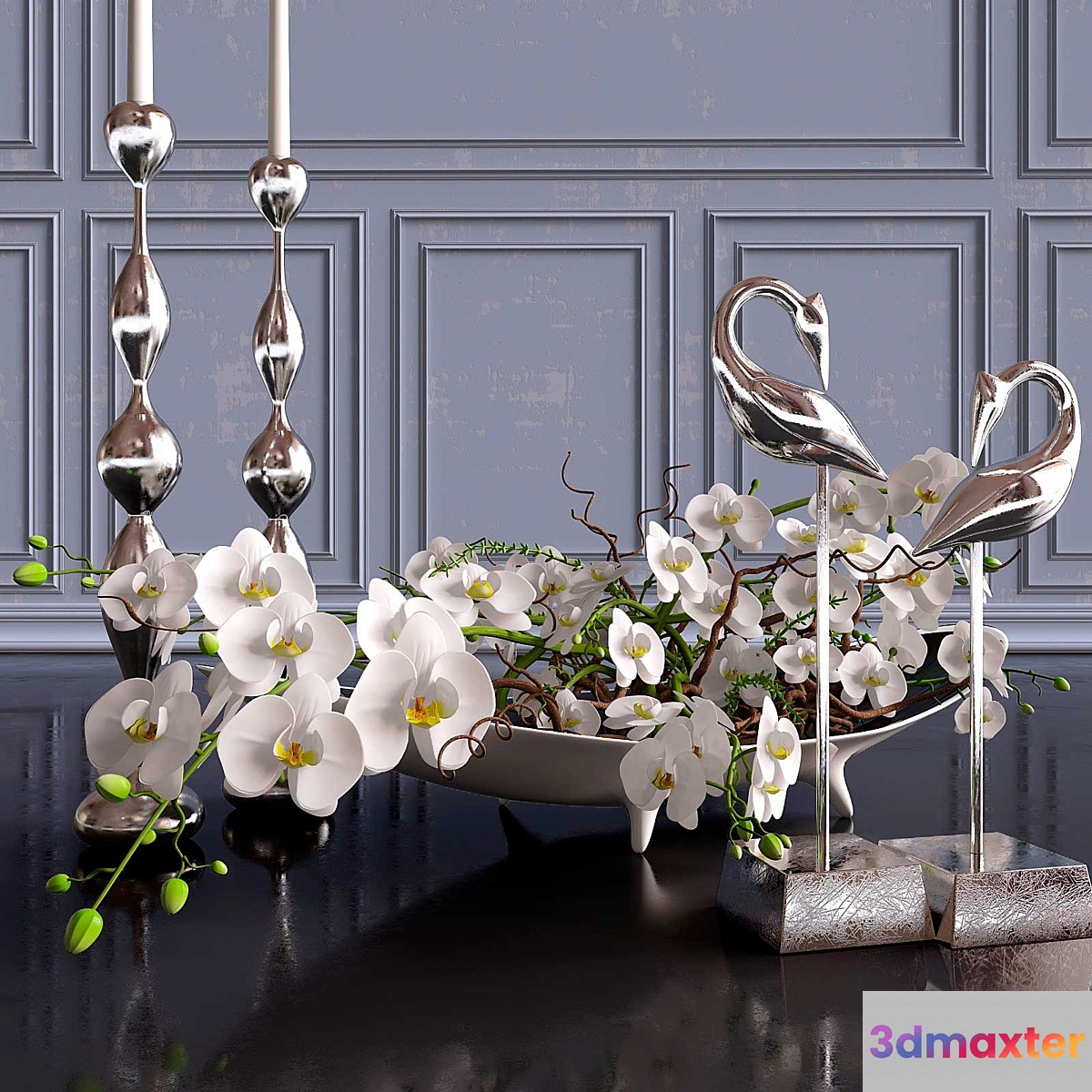 Decorative set. Orchid 3D Max