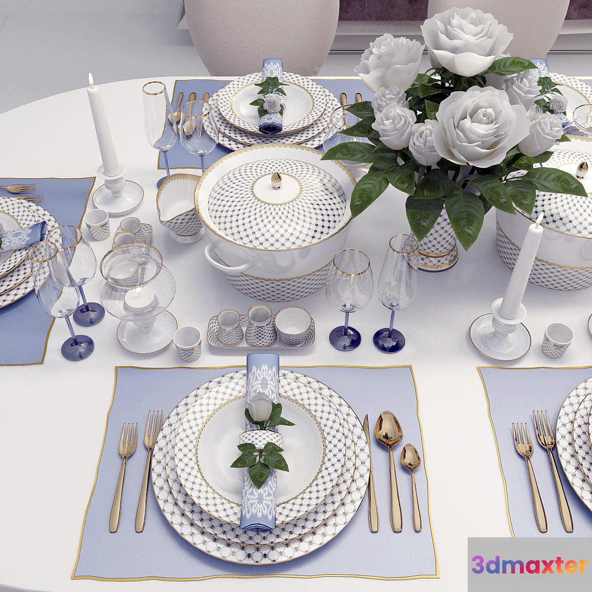 Classic table setting with roses - No.2