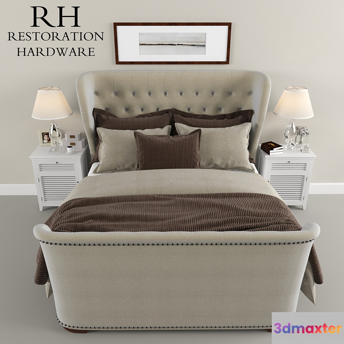 Restoration Hardware Sleigh Churchill Fabric bed 3D Max