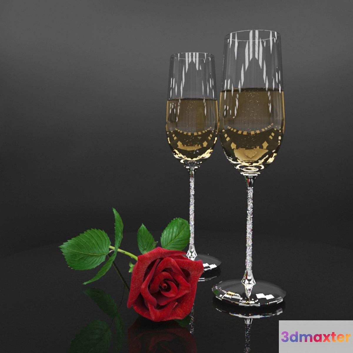 Glasses and Rose Swarovski - No.2