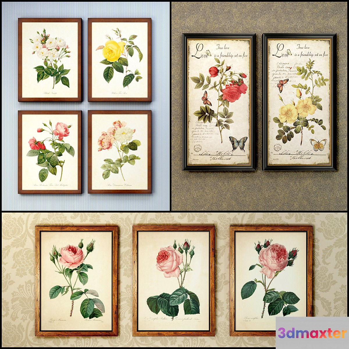 The picture in the frame: 19 pcs (collection 59) Flowers