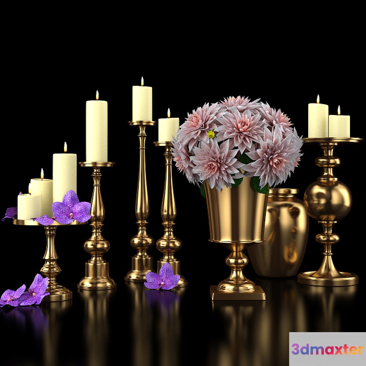Gold_Pillar_Holders 3D Max