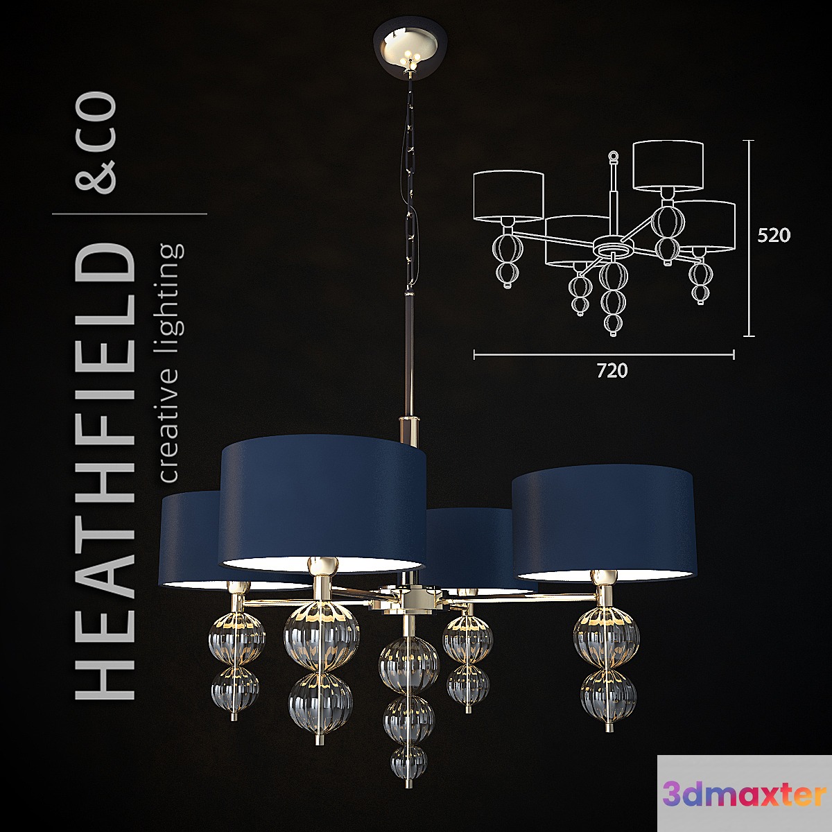 Chandelier Heathfield ALETTE CHANDELIER NICKEL OPAL JADE