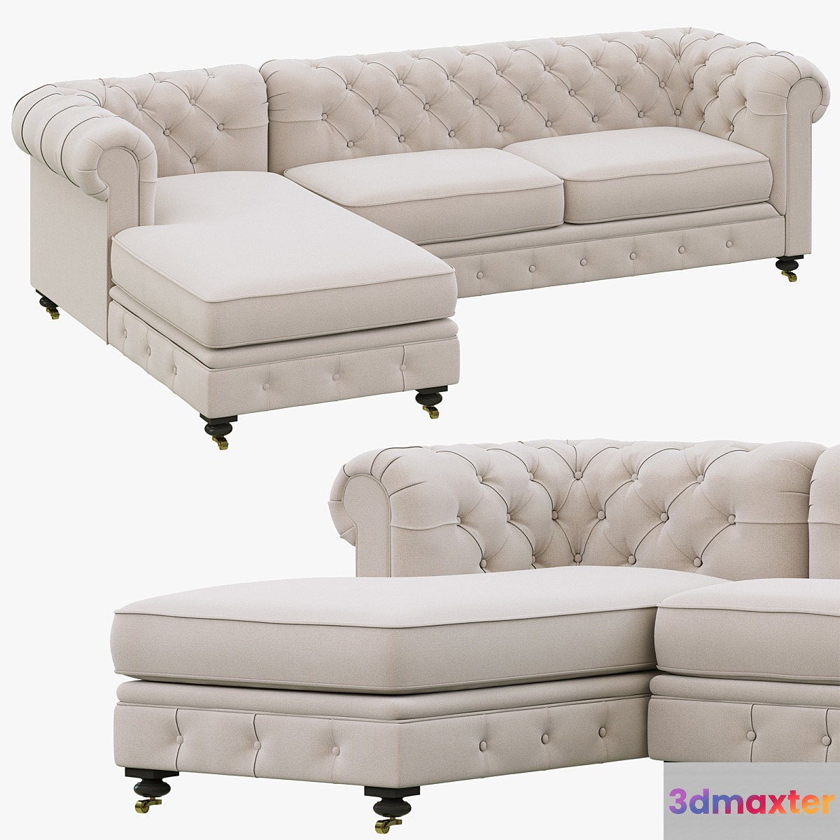 Restoration Hardware Petite Kensington Upholstered Left-Arm Chaise Sectional - No.2