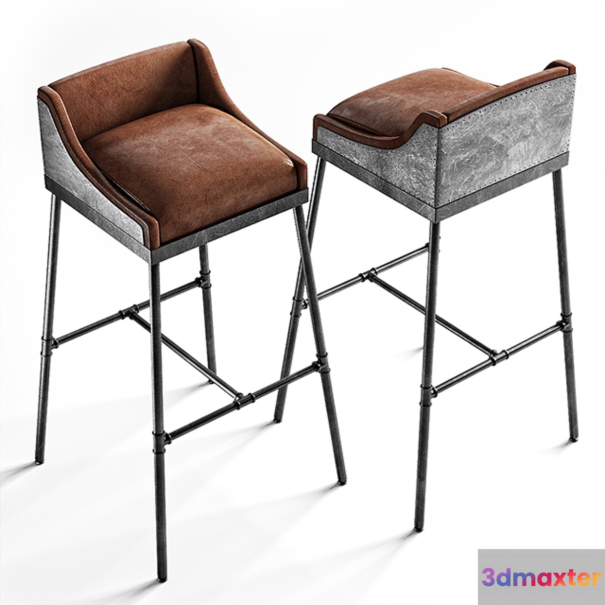 IRON SCAFFOLD LEATHER STOOL 3D Max