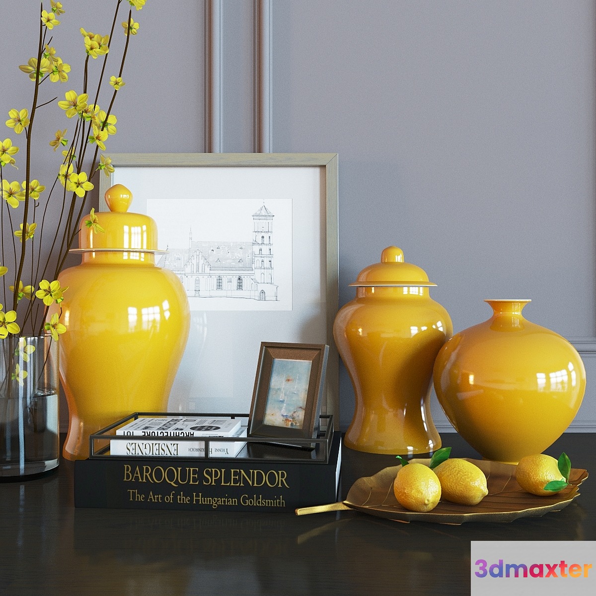 Decoration set yellow vases - No.2