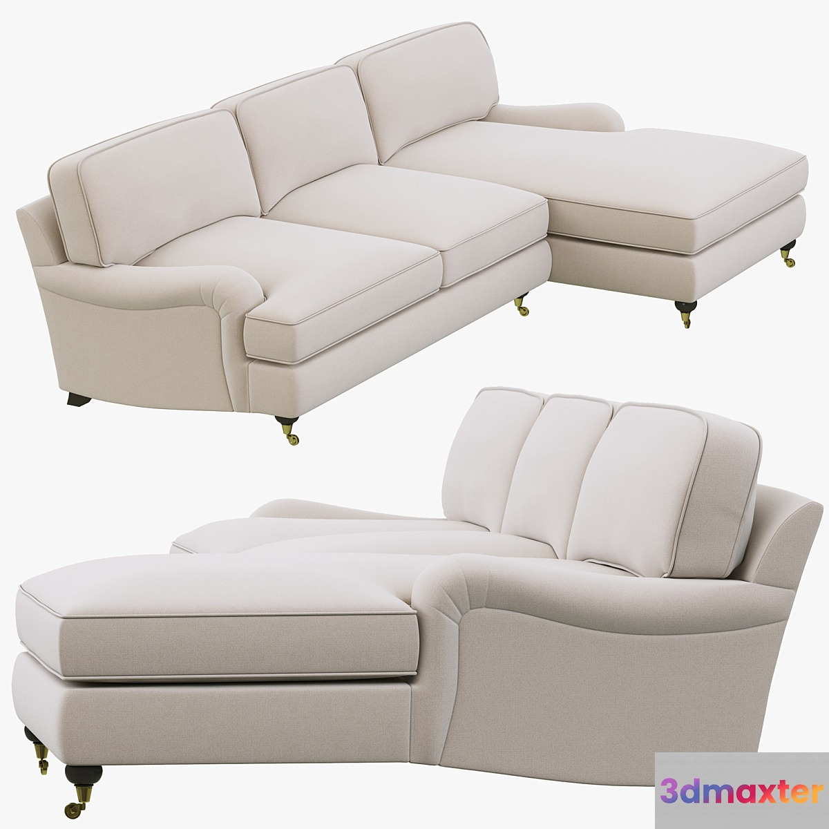 Restoration Hardware English Roll Arm Upholstered Right-Arm Chaise Sectional 3D Max