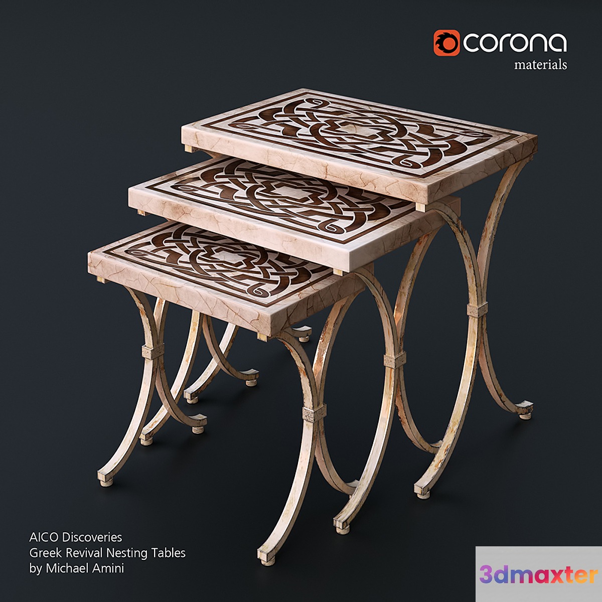 AICO Discoveries Greek Revival Nesting Tables by Michael Amini