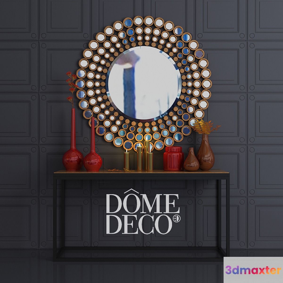 Dome Deco decor set with mirror and console 3D Max