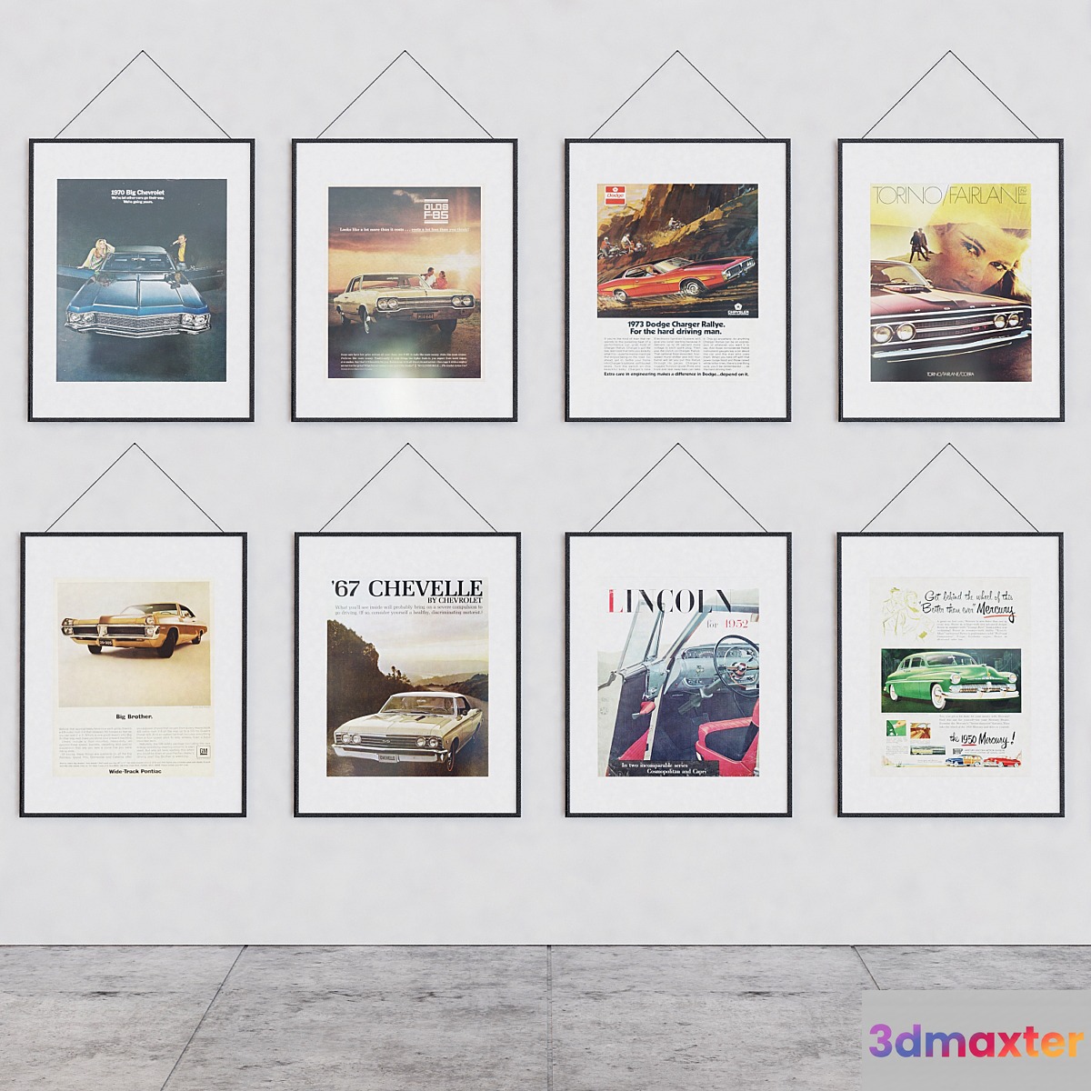 Vintage car posters 3D Max