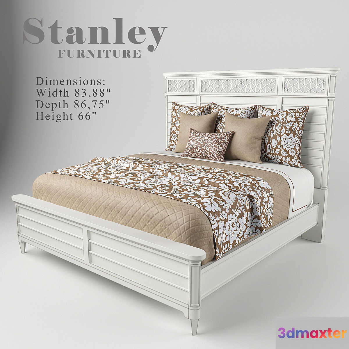 Wood Panel Bed in Parchment 451-23-40 3D Max