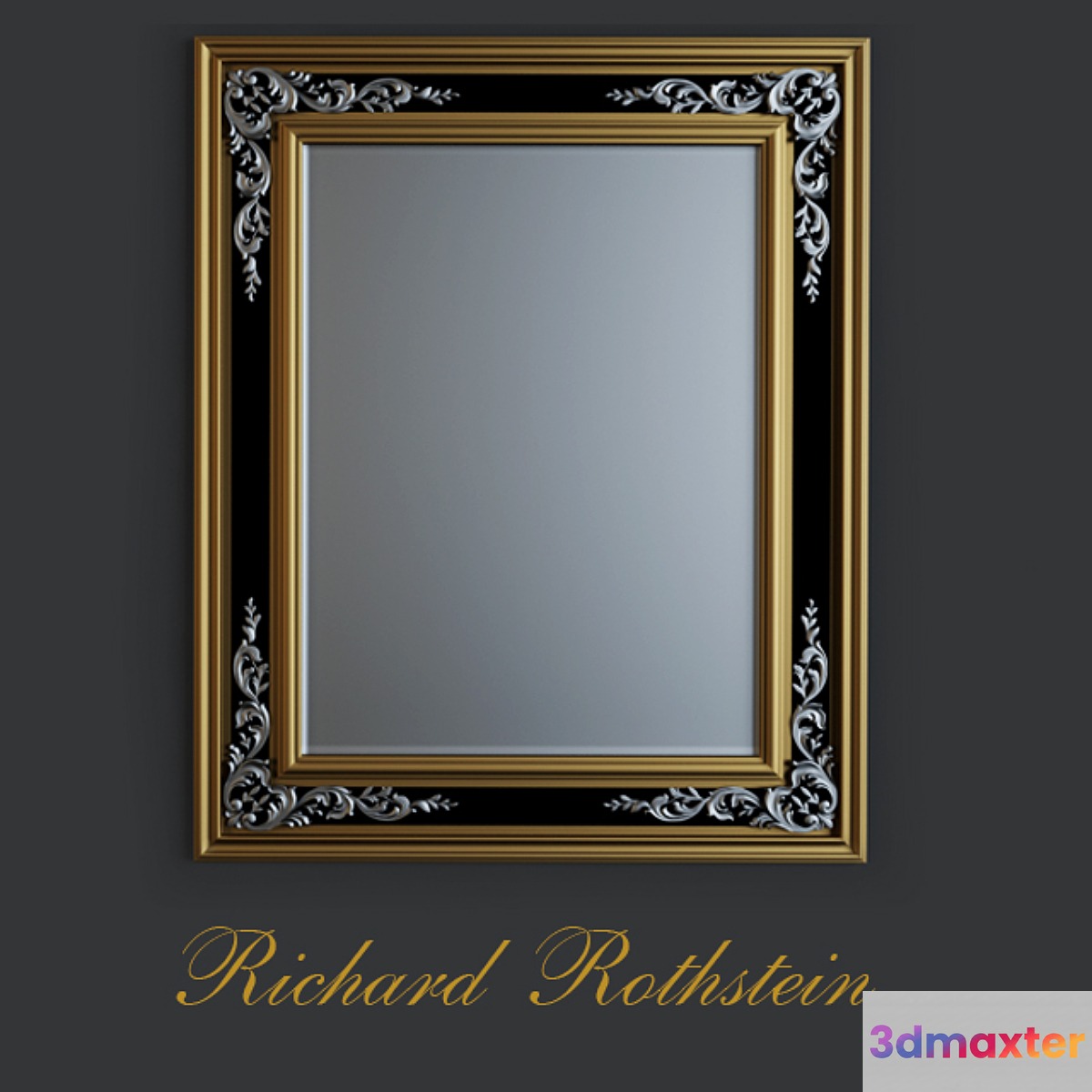 Engraved Mirror with Antiqued Glass 3D Max