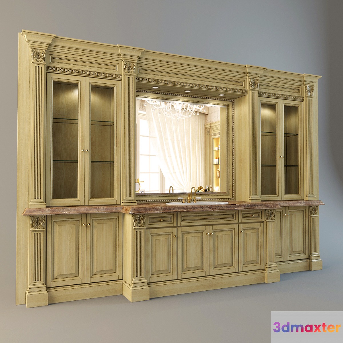 The wall with furniture and a washbasin 3D Max