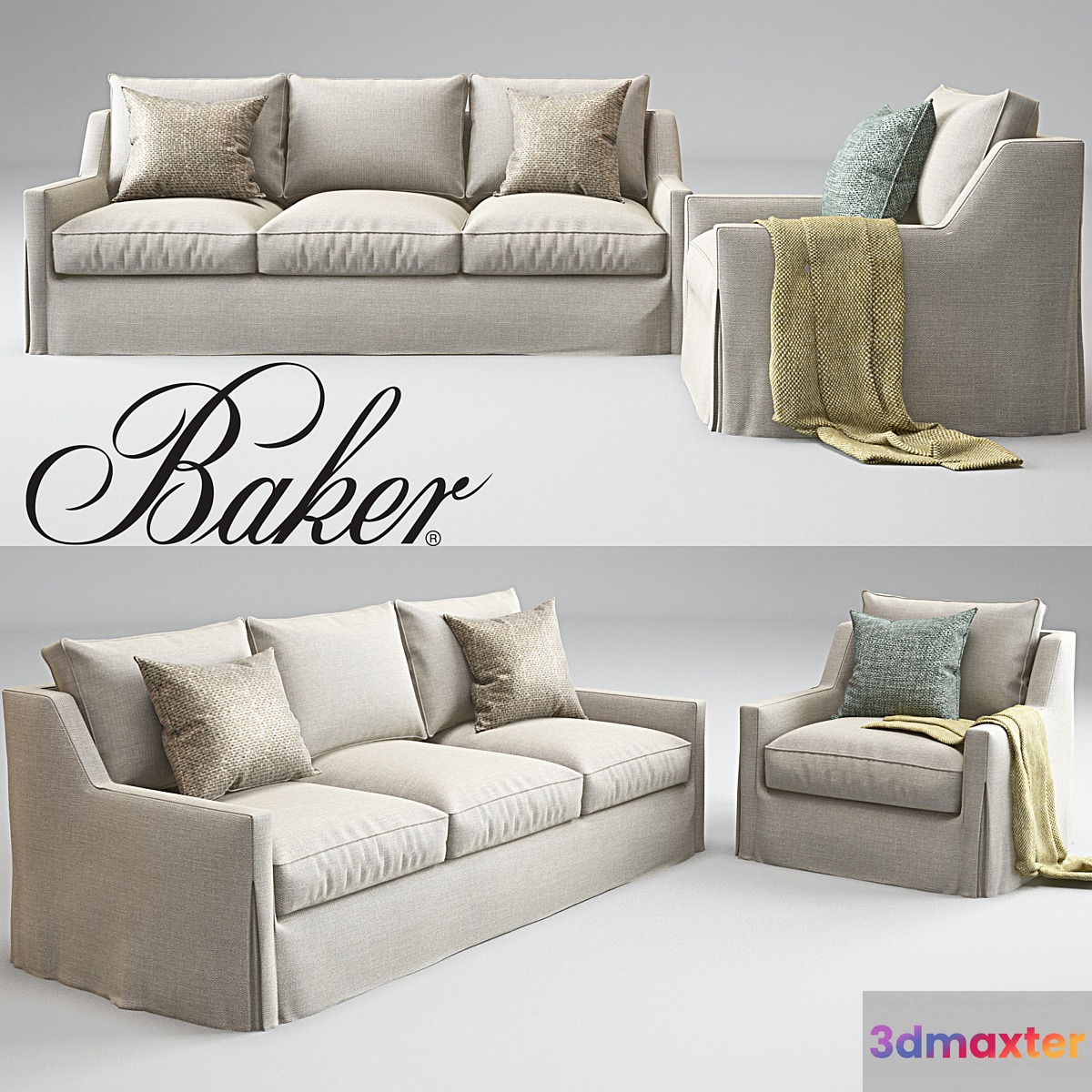 Baker Tiburon sofa & Tiburon Lounge Chair_Barbara Barry