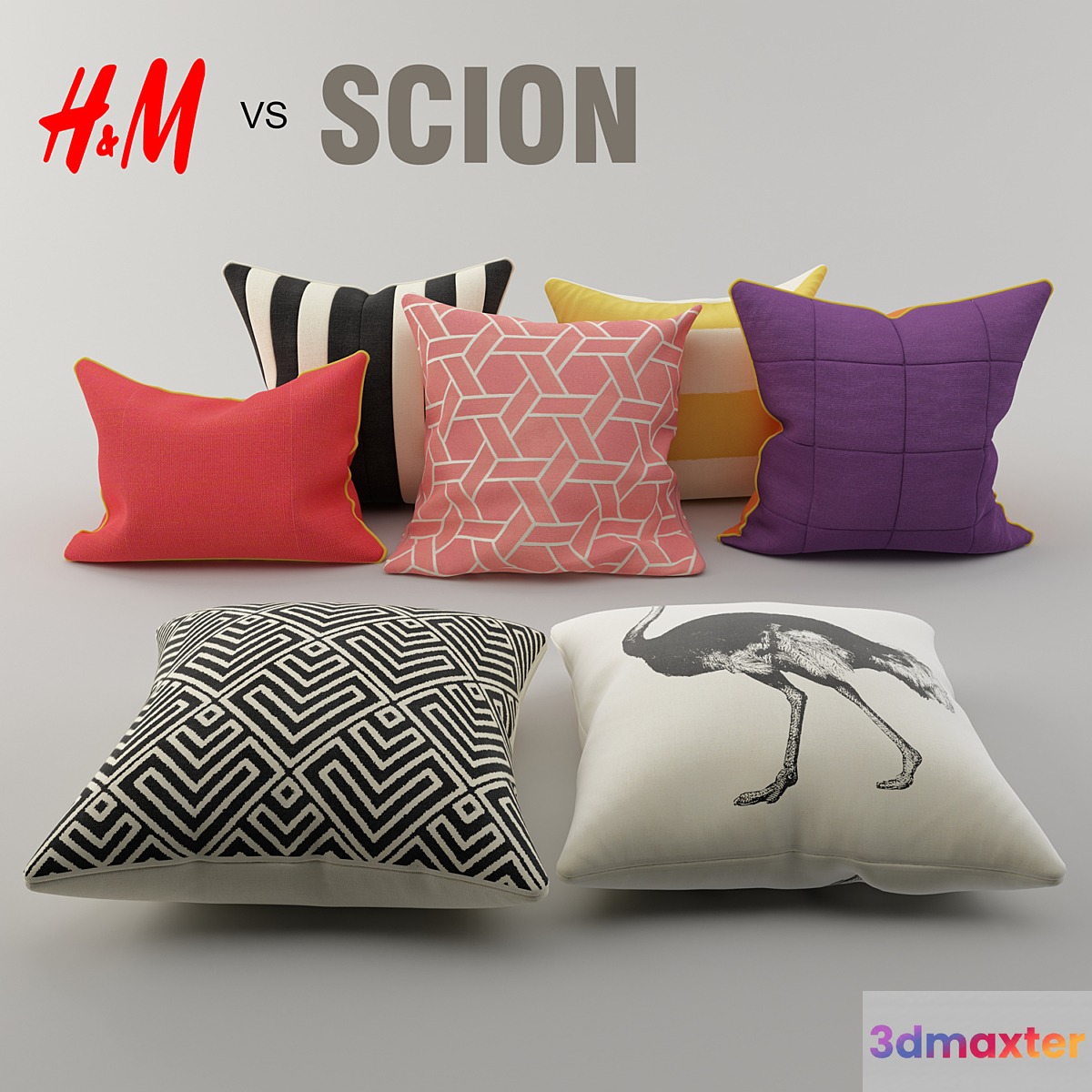 A set of pillows from H & M and Scion