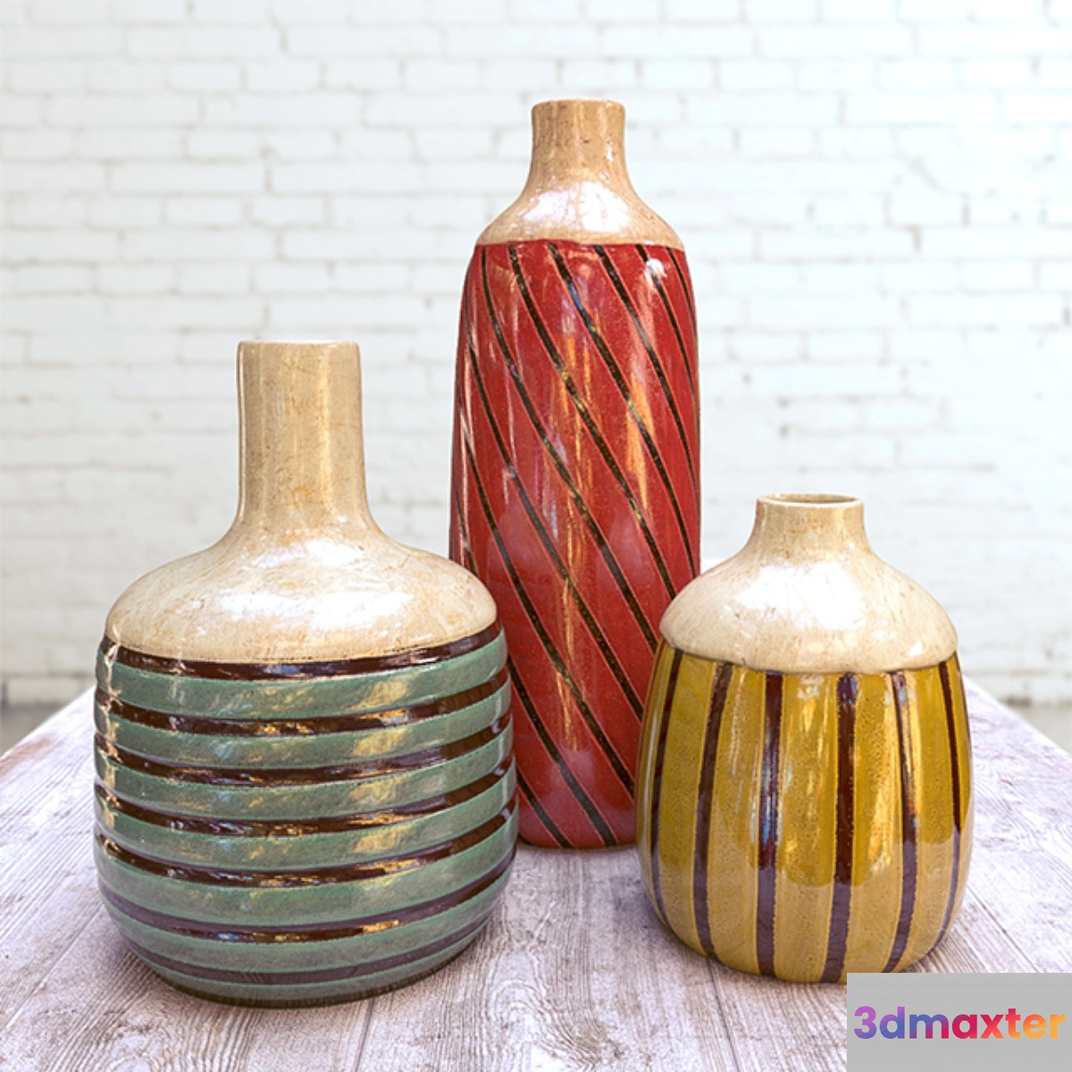 Rio Franco Ceramic Vases - Set of 3 3D Max