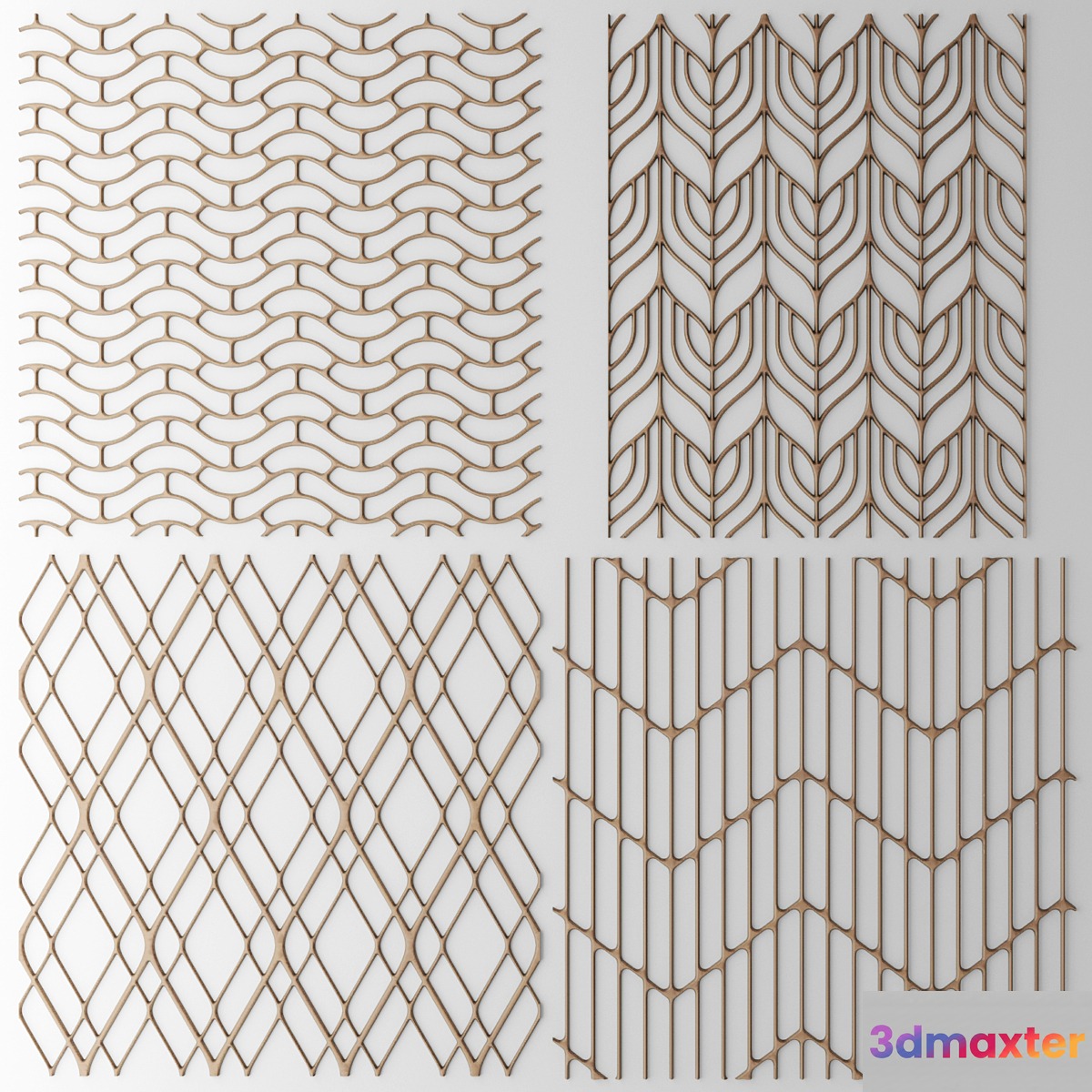 Set. Lattice panel pattern art abstraction decorative interior wall decor 3D Max