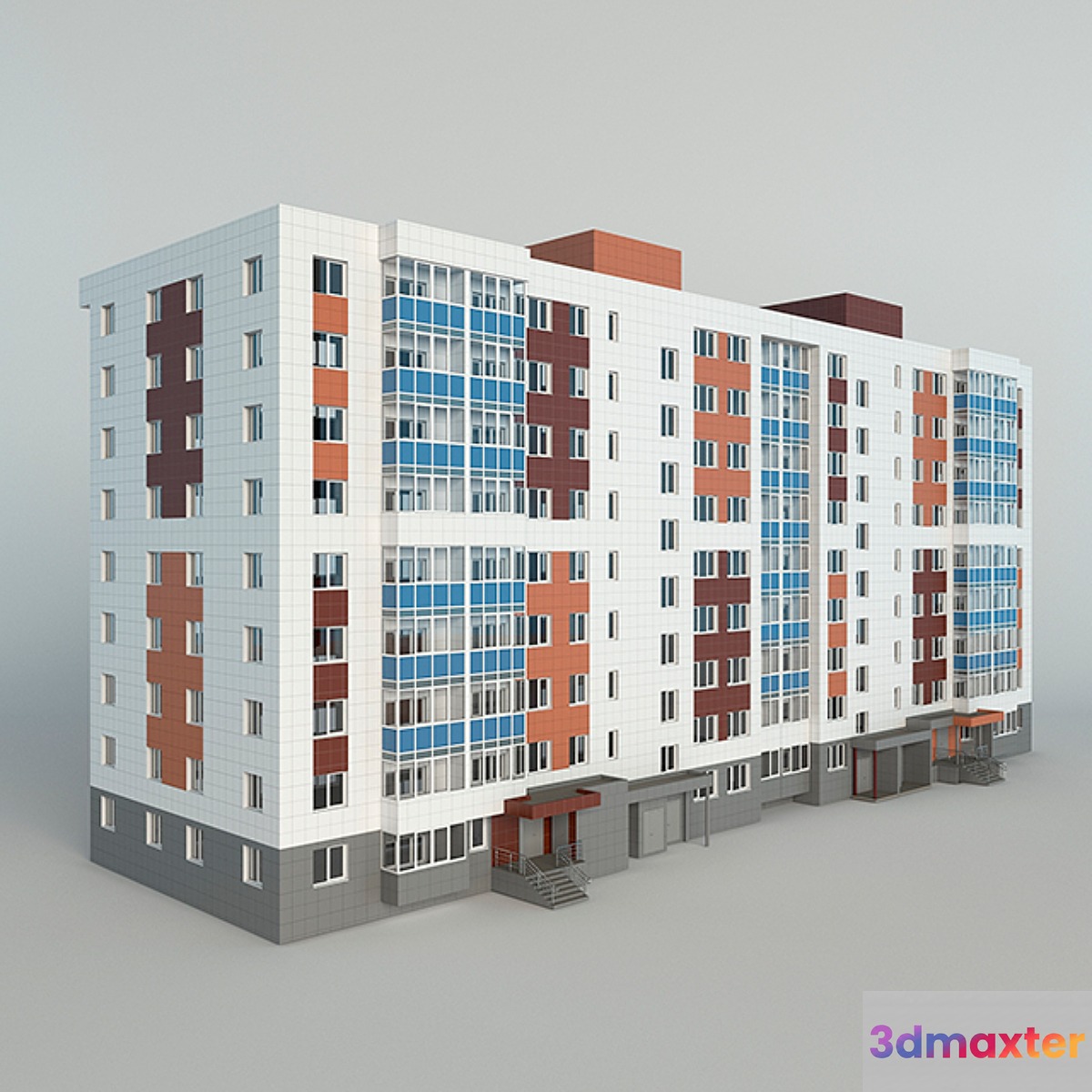 apartment nine-story apartment building 3D Max