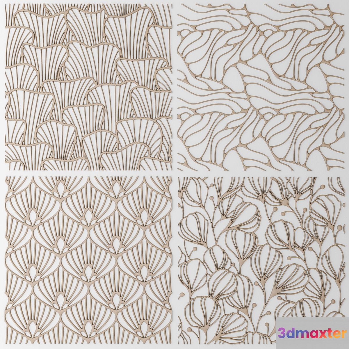 Set. The panel grille. Lattice panel pattern art abstraction decorative interior wall decor flower