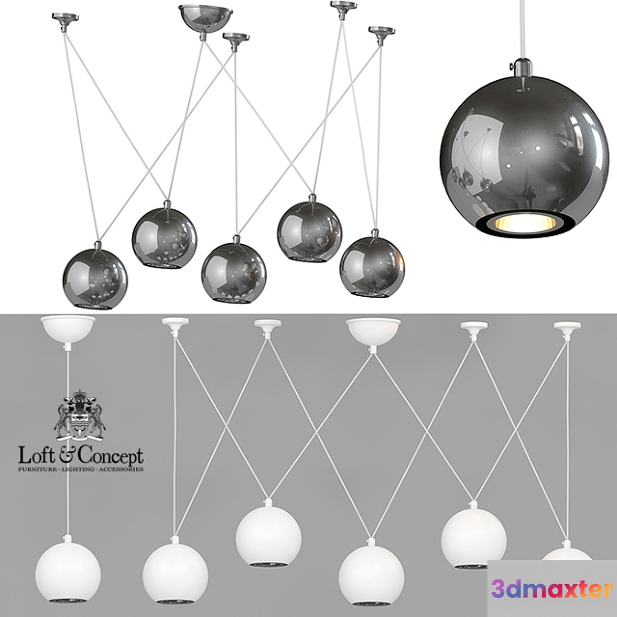 HANGING LAMP MULTISPHERE PENDANT SILVER 5 - No.2