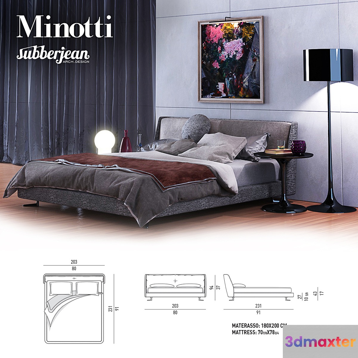 Minotti Spencer Bed _ Raymond _ Neto Coffee Table