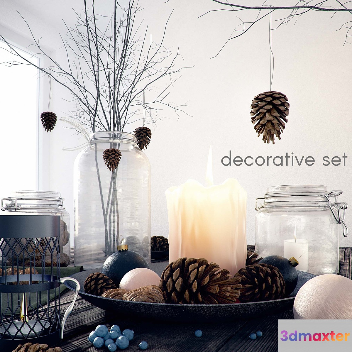Decorative set with jars and candles - No.2