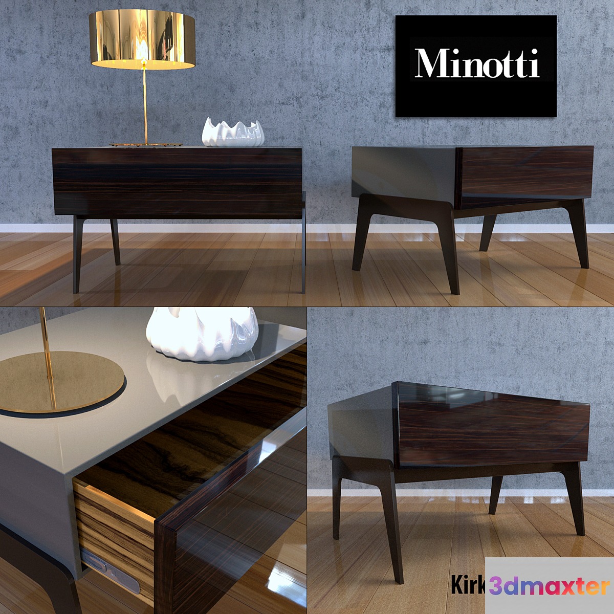 Bedside table Minotti Minotti 2014 - Kirk nightable - No.2 3D Max