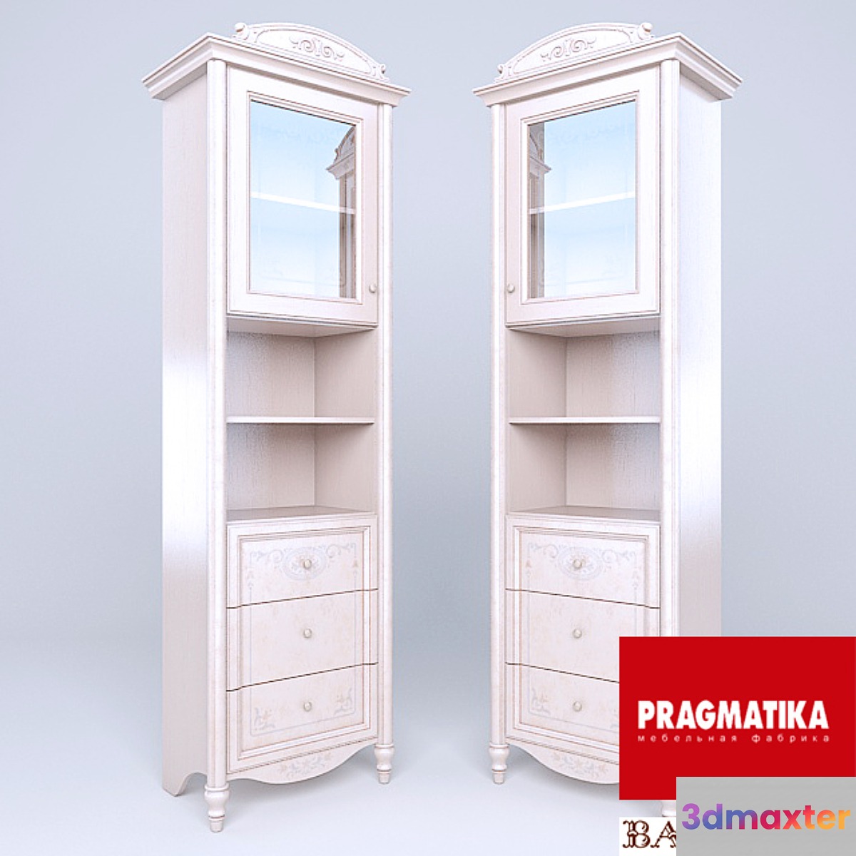 Pragmatika BAROCCO Bookcase with doors and drawers 3D Max