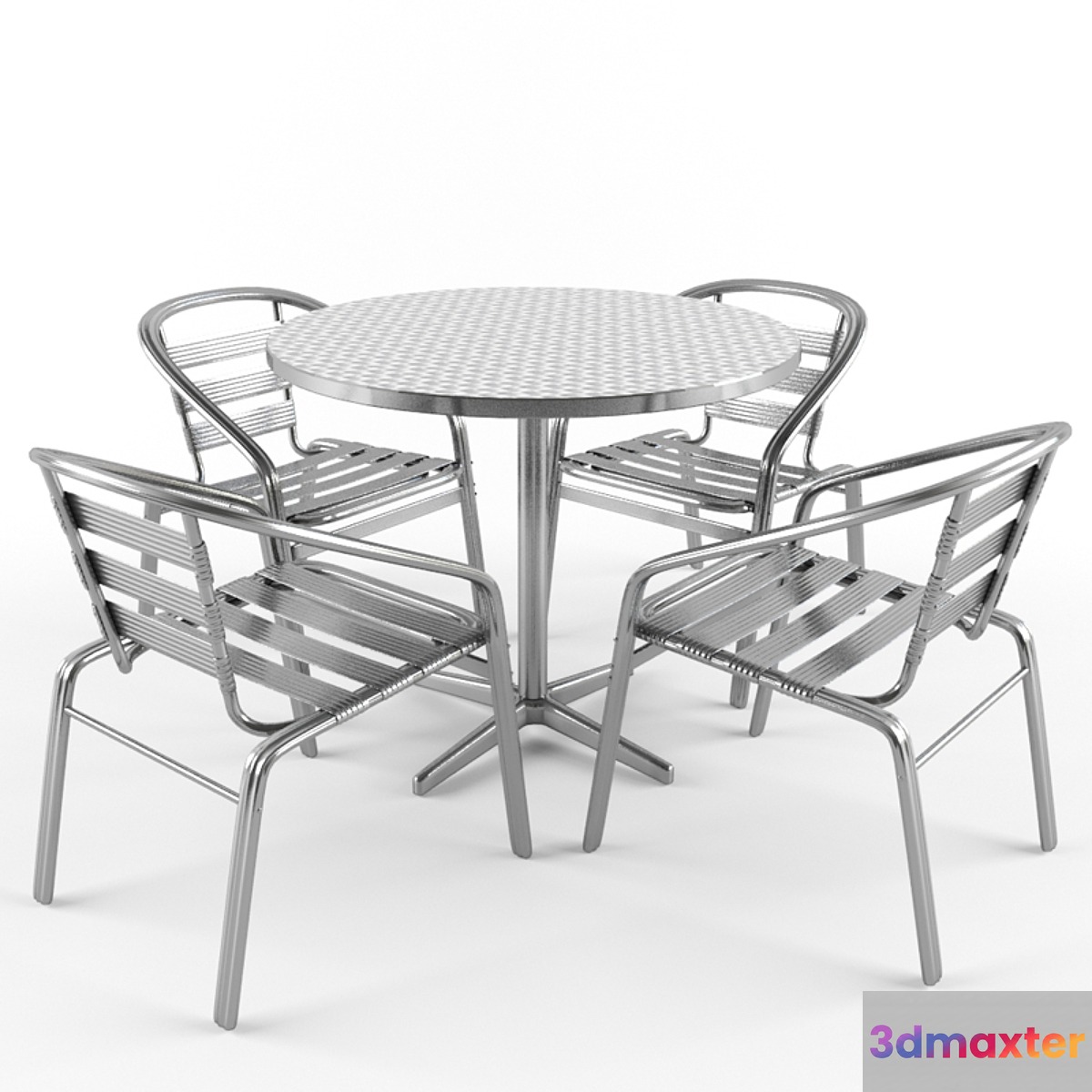 aluminum chair & table 3D Max