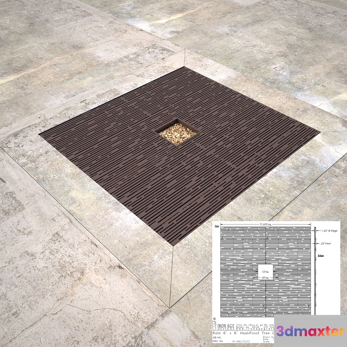 Square Tree Grate 3D Max